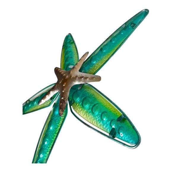 VTG Metal STARFISH ART Wall Hanging 13.5” Nautical Sea Tropical Home Decor Green - Picture 2 of 6